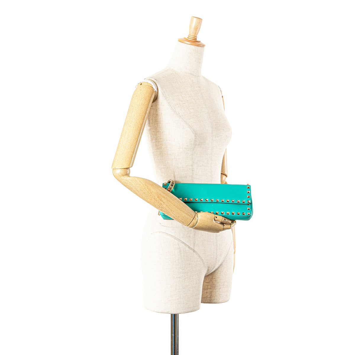 Valentino Nappa Rockstud Bangle Clutch Blue