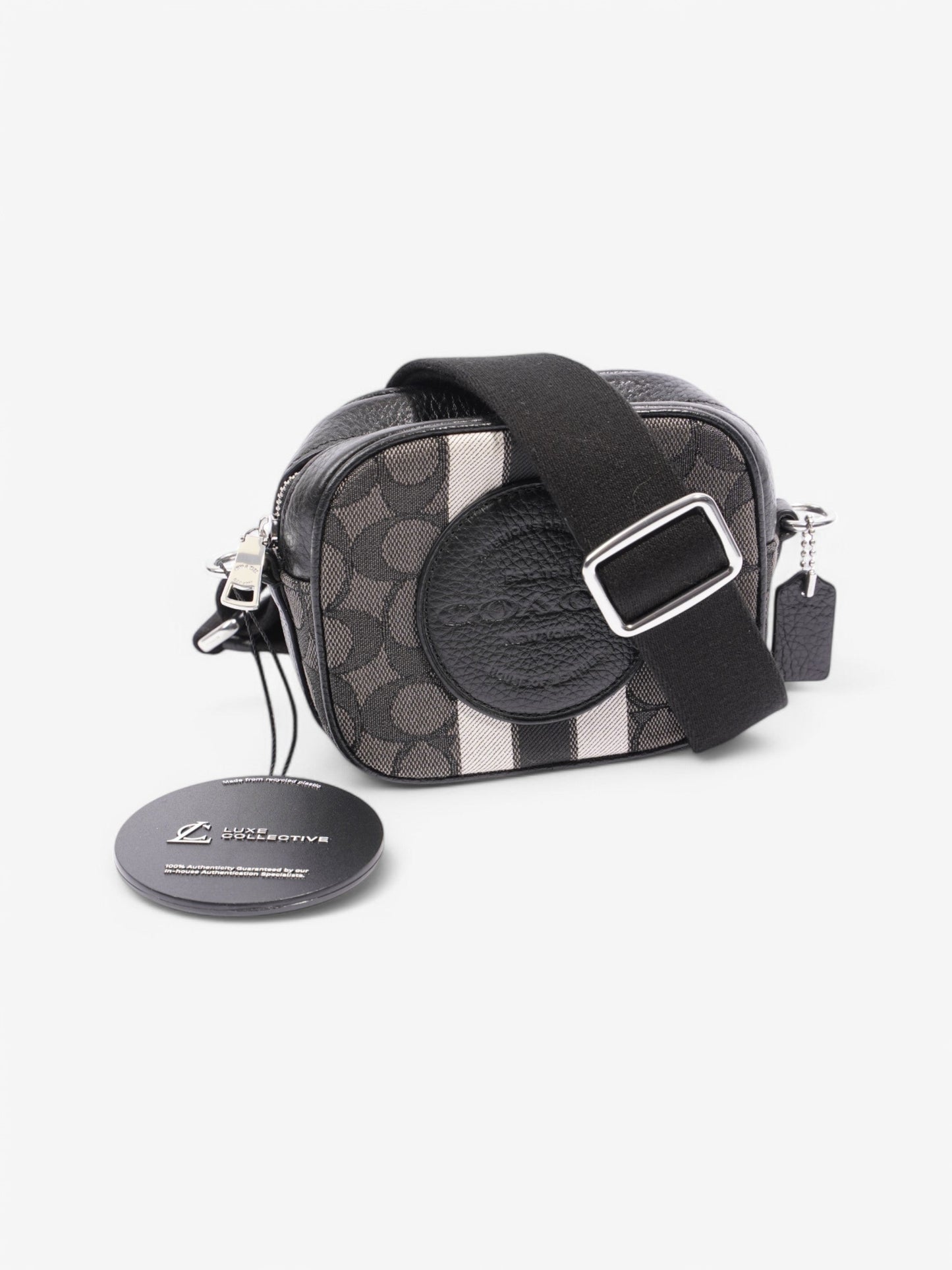 Coach Dempsey Camera Bag Black / White Canvas