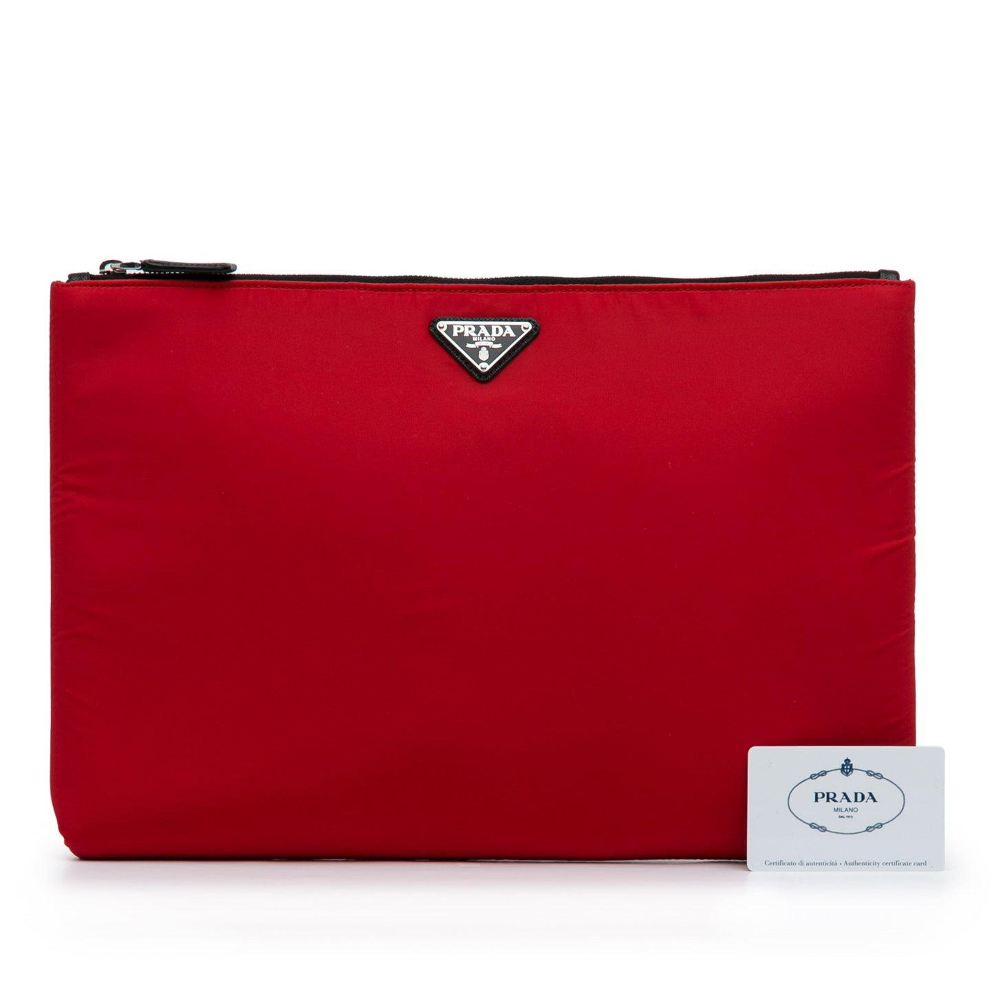 Prada Tessuto Soft Zip Clutch Red