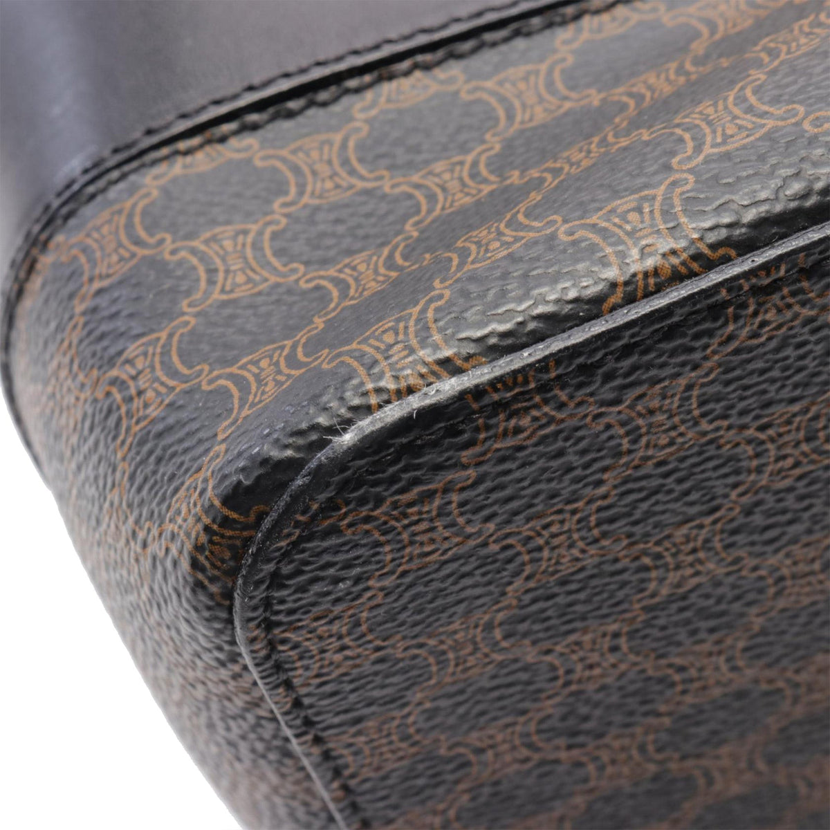 Celine Macadam Coated Canvas Double Zip Vanity Bag Brown