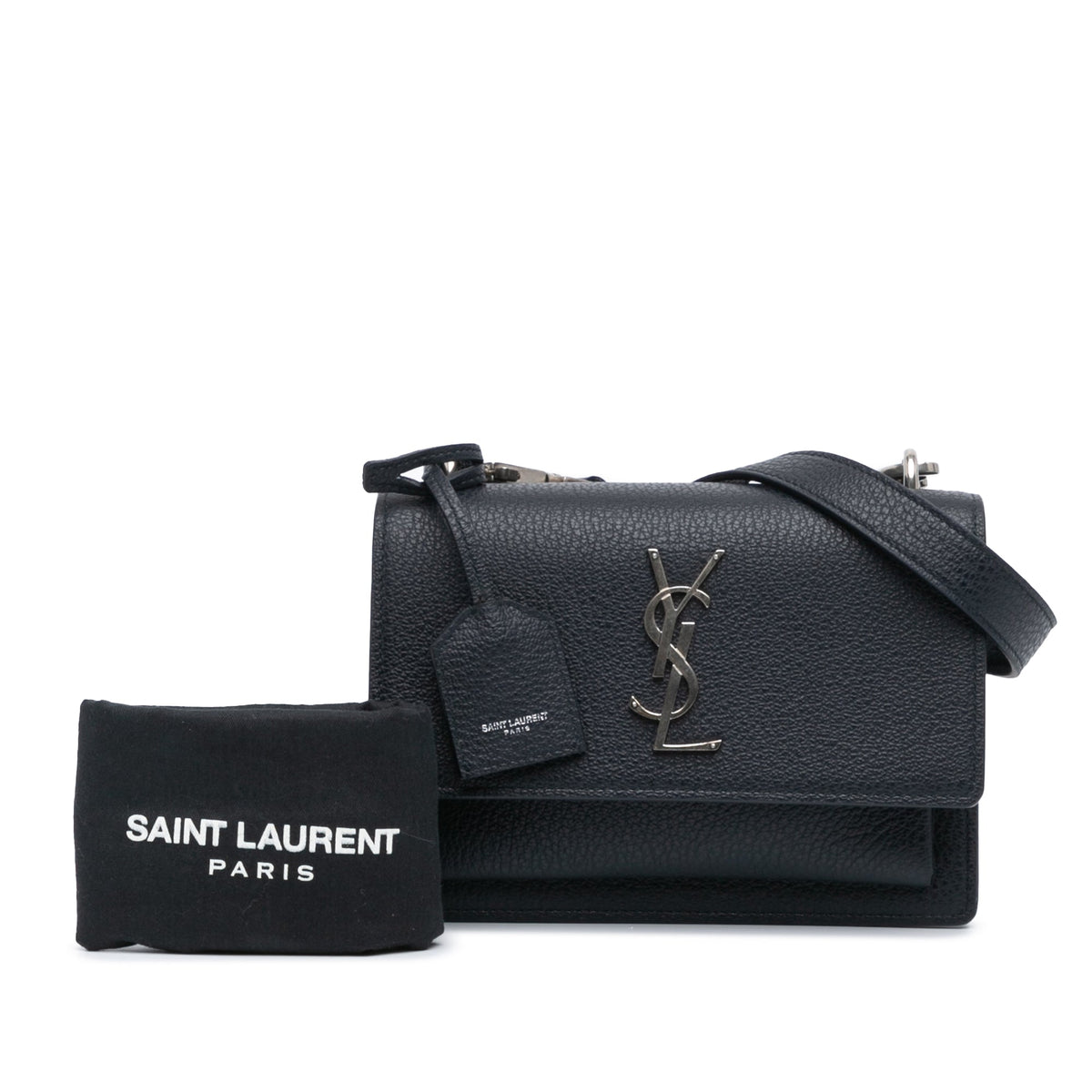 Saint Laurent Medium Grained Calfskin Monogram Sunset Crossbody Blue