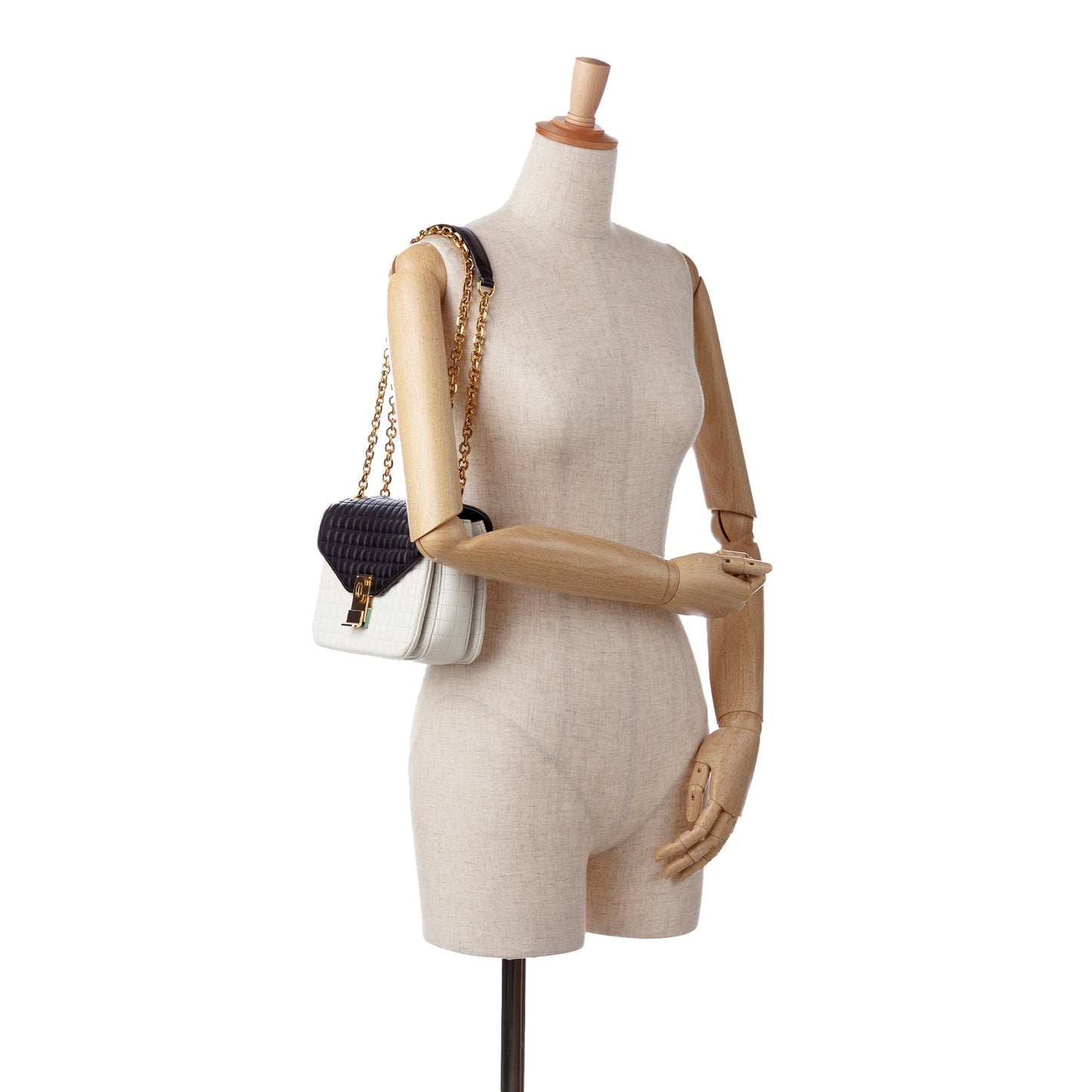 Celine Medium Quilted C Bag White