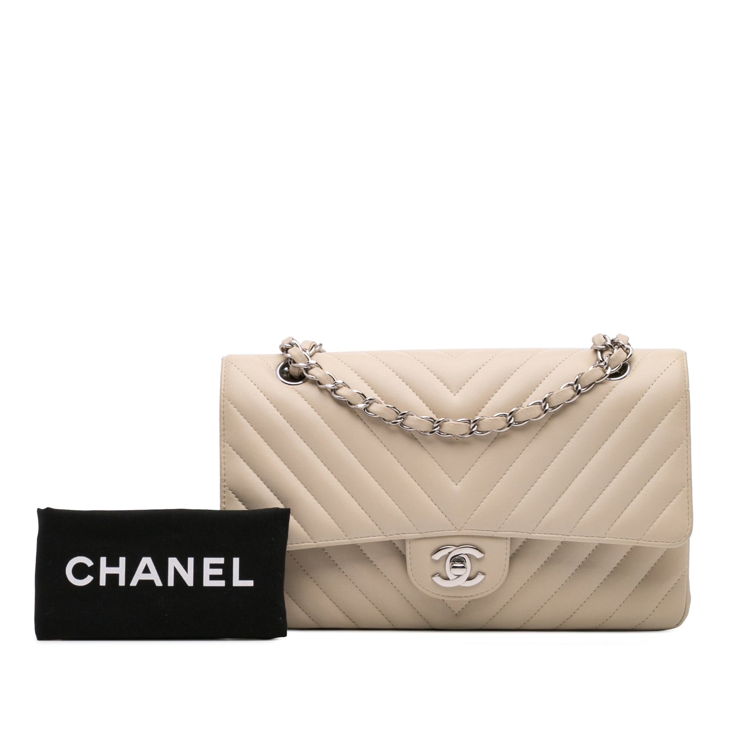Chanel Medium Classic Chevron Lambskin Double Flap Brown