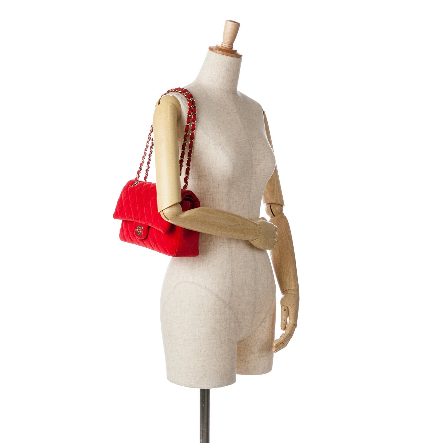 Chanel Medium Classic Velvet Double Flap Red
