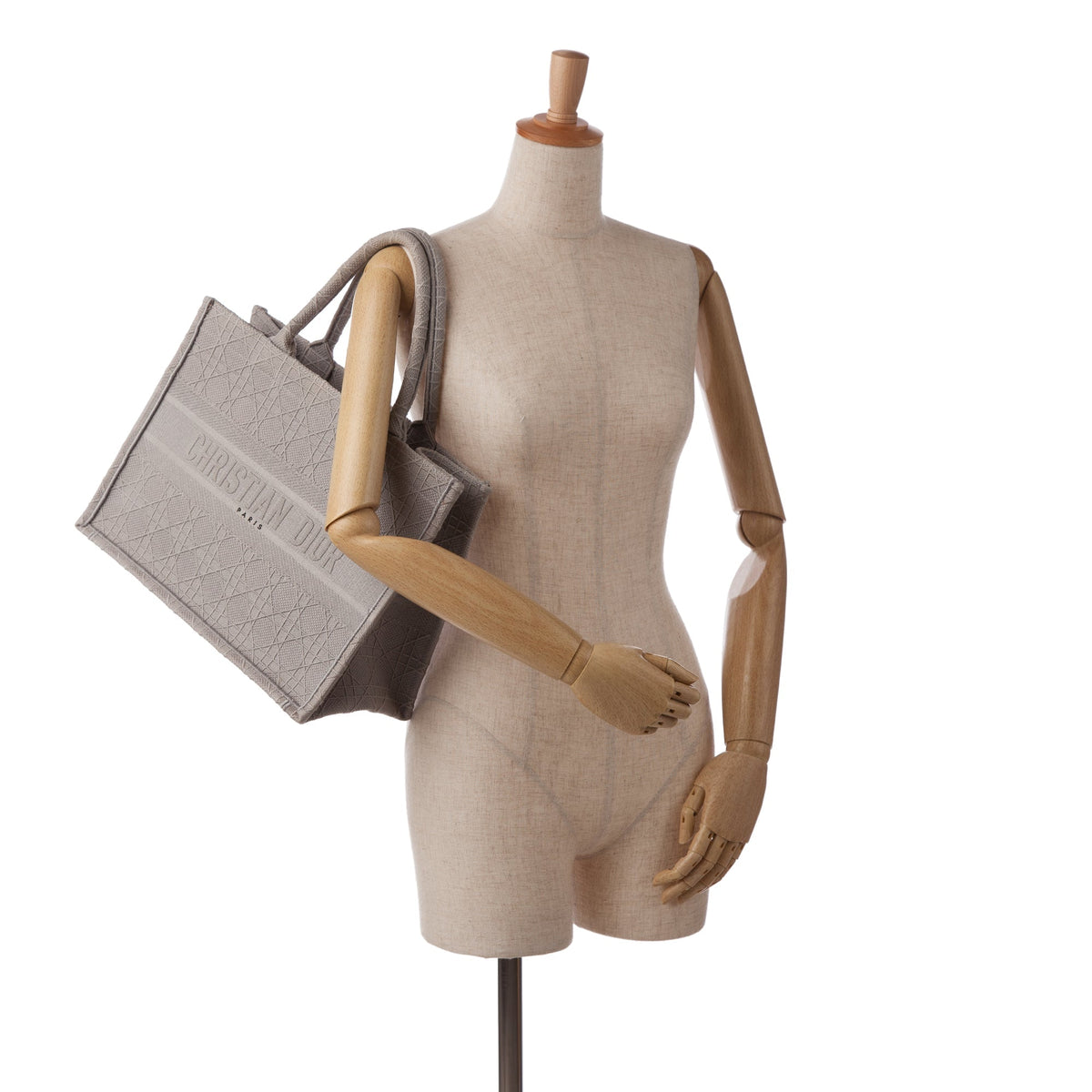 Dior Medium Cannage Embroidered Book Tote Gray