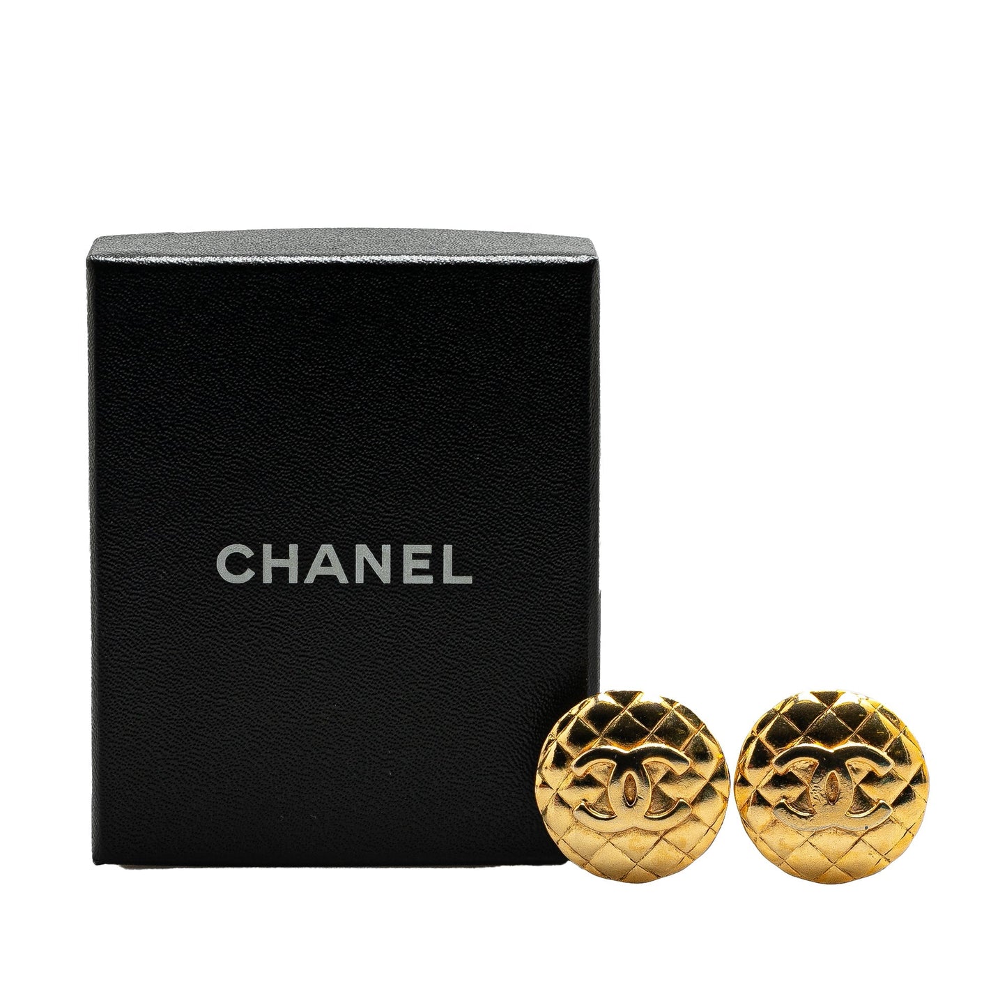 Chanel Gold Plated CC Quilted Clip On Earrings Gold