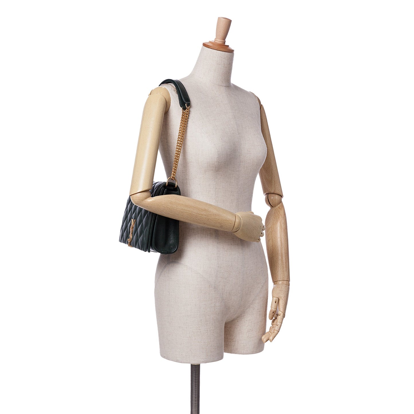 Saint Laurent Small Quilted Lambskin Becky Chain Shoulder Bag Green