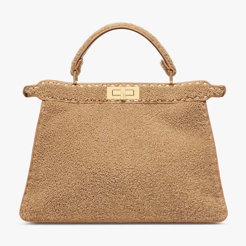 PEEKABOO ISEEU LARGE Beige Sheepskin Bag