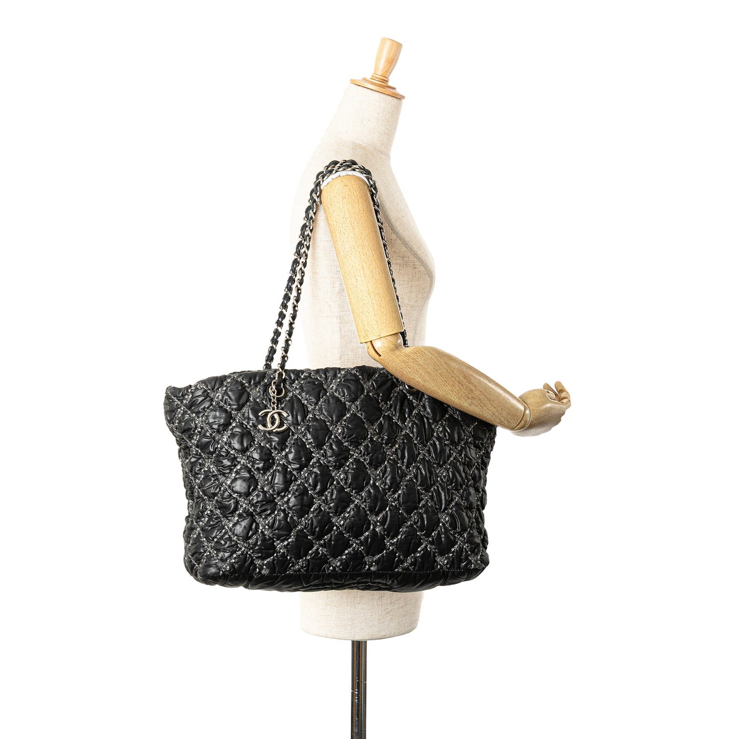 Chanel Paris-Byzance Tweed On Stitch Shoulder Bag Black