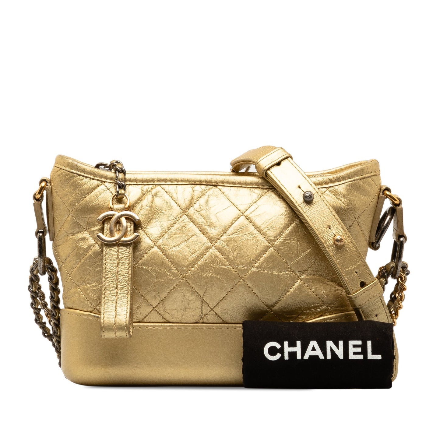 Chanel Small Metallic Lambskin Gabrielle Crossbody Gold
