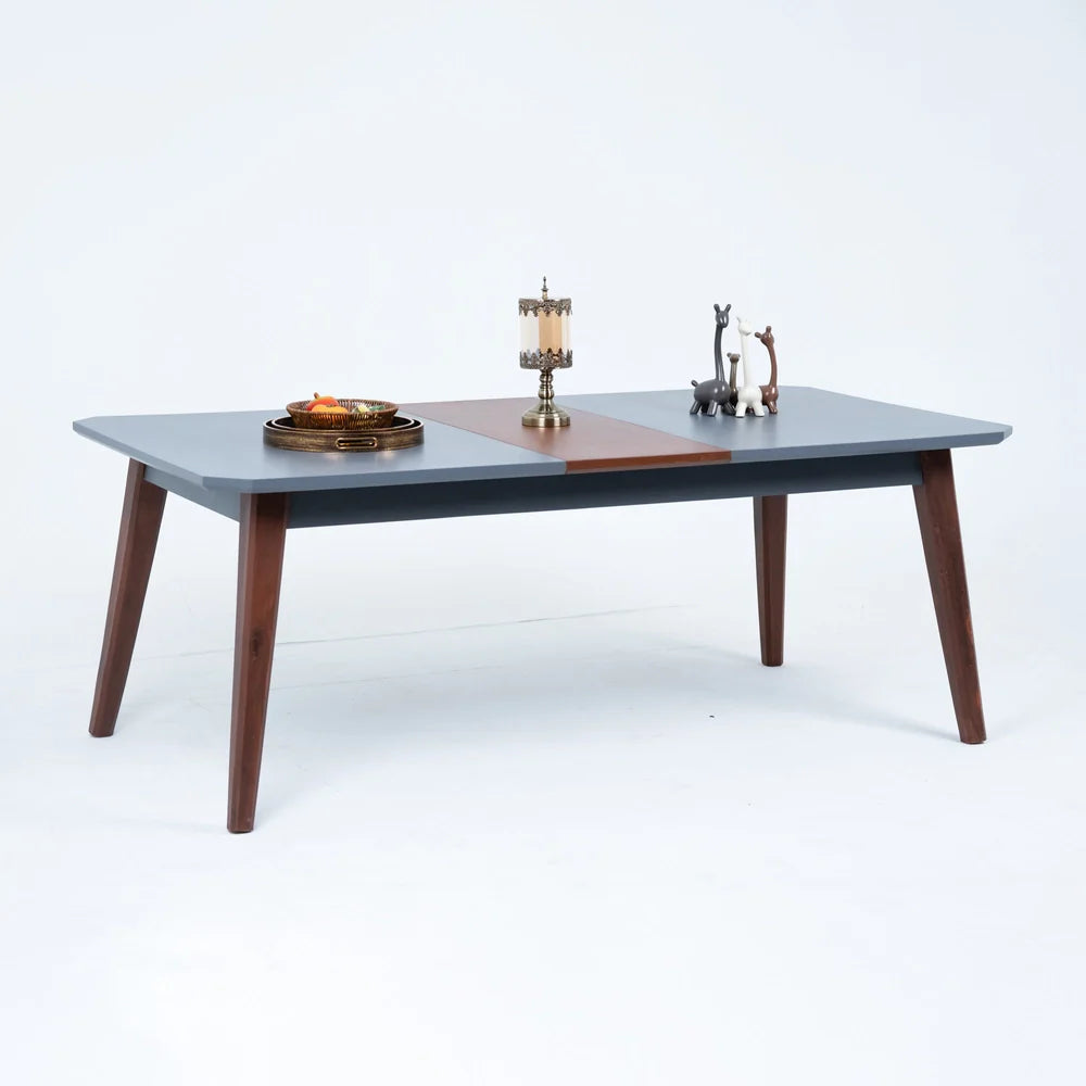 Roomloft Hilton White 4-Piece Dining Table Set – Fluted Legs & Navy Velvet Barrel Chairs