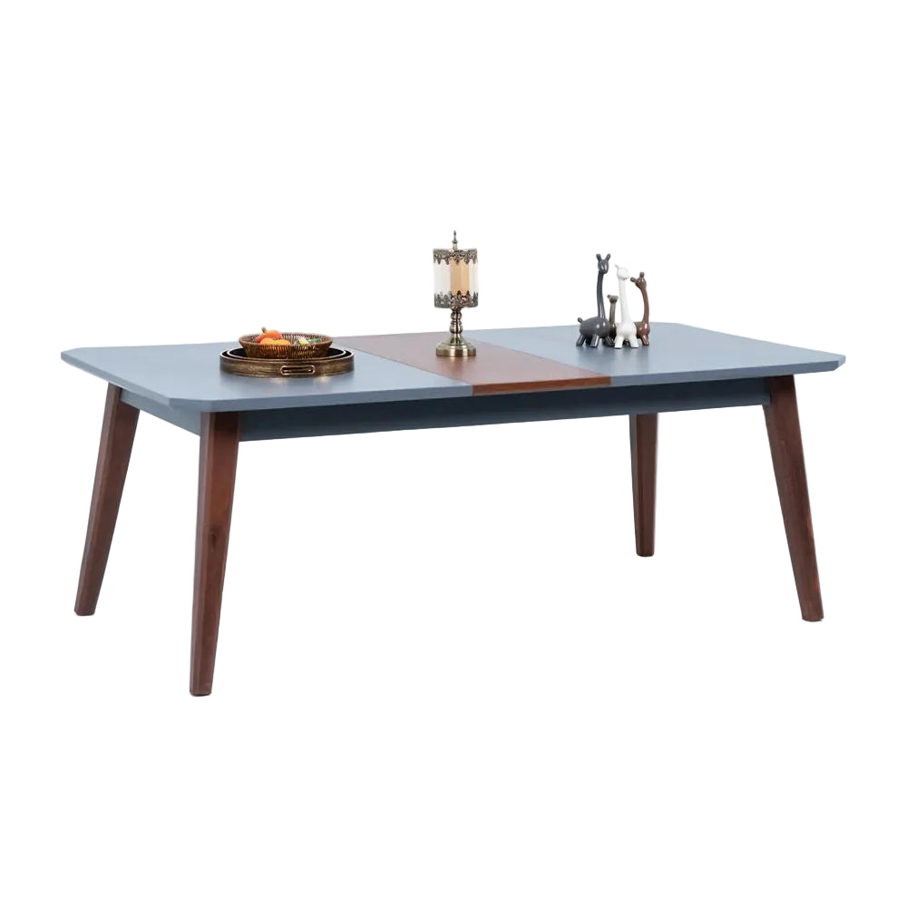 Roomloft Hilton White 4 Piece Dining Table Set – Fluted Legs and Navy Velvet Barrel Chairs