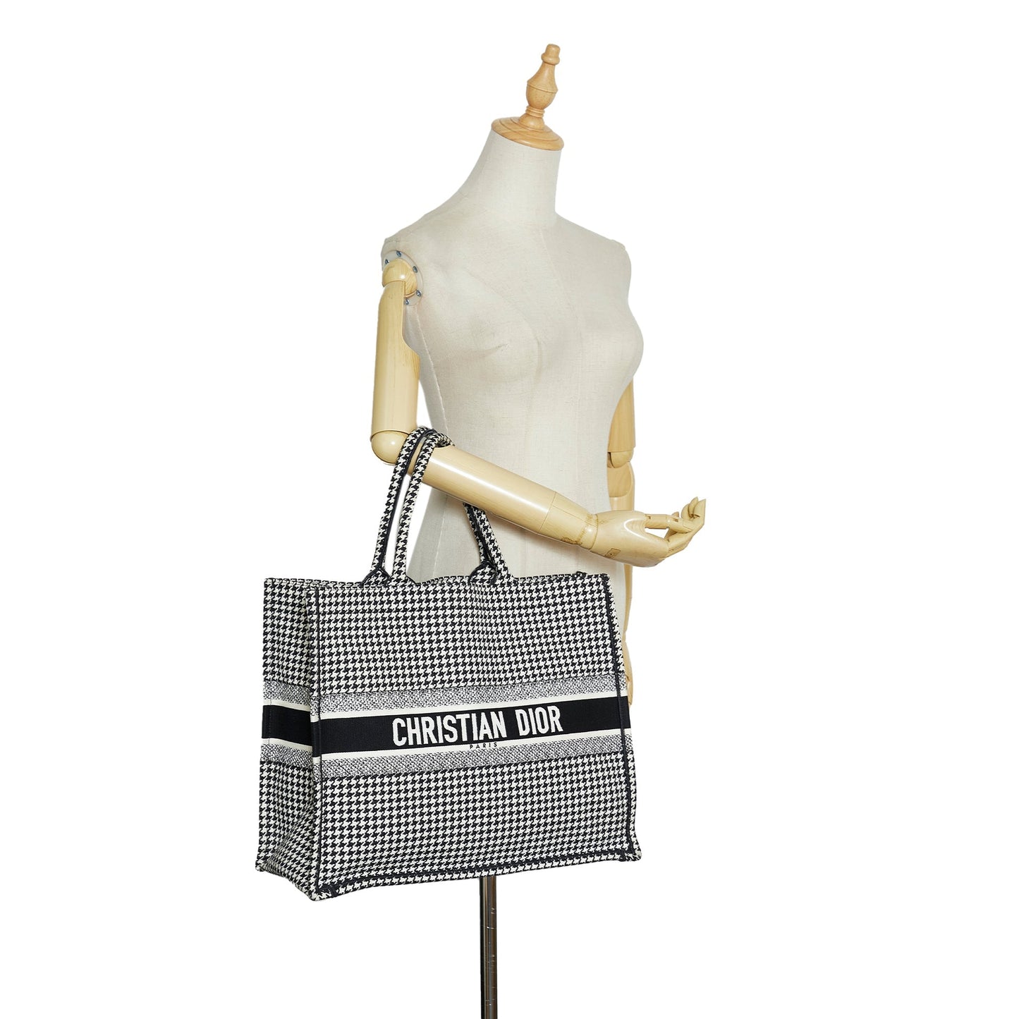 Dior Large Houndstooth Book Tote Black