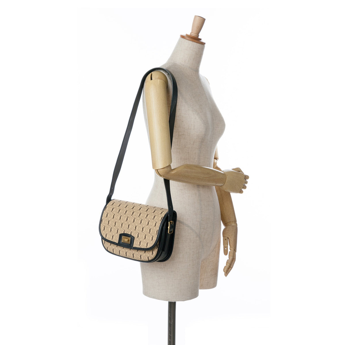 Saint Laurent Medium Canvas Monogram All Over Crossbody Brown