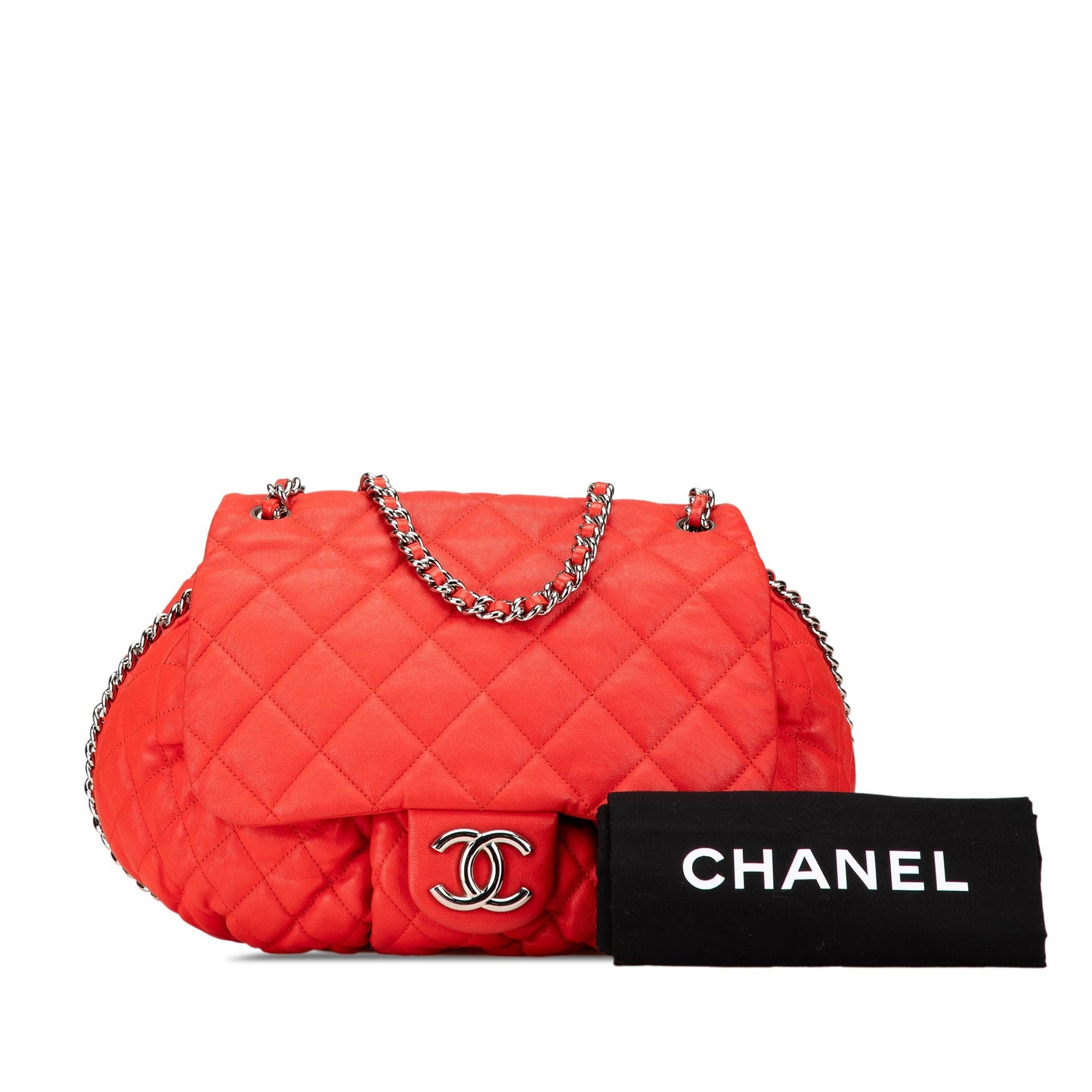 Chanel Large Quilted Lambskin Chain Around Flap Red