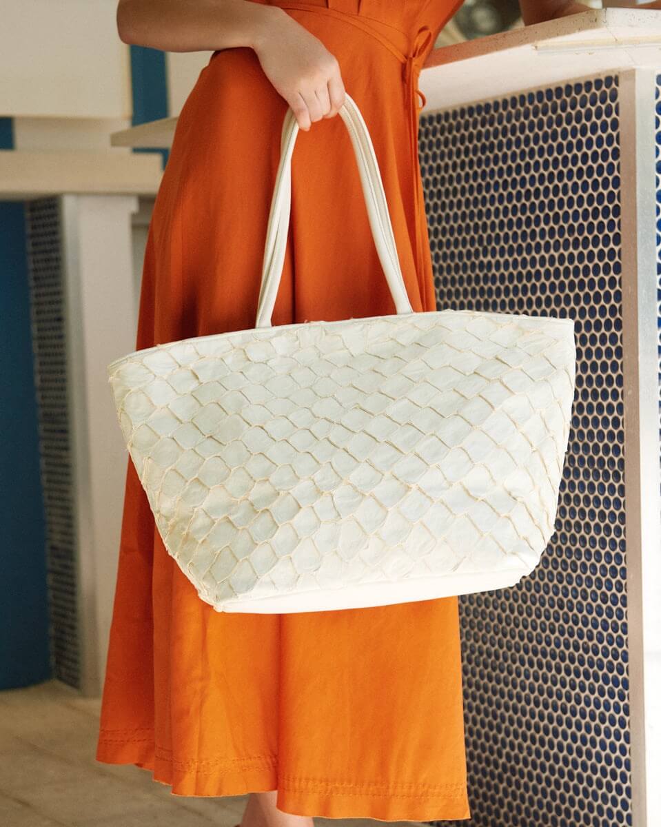 Delray Shopper - Clay White Pirarucu