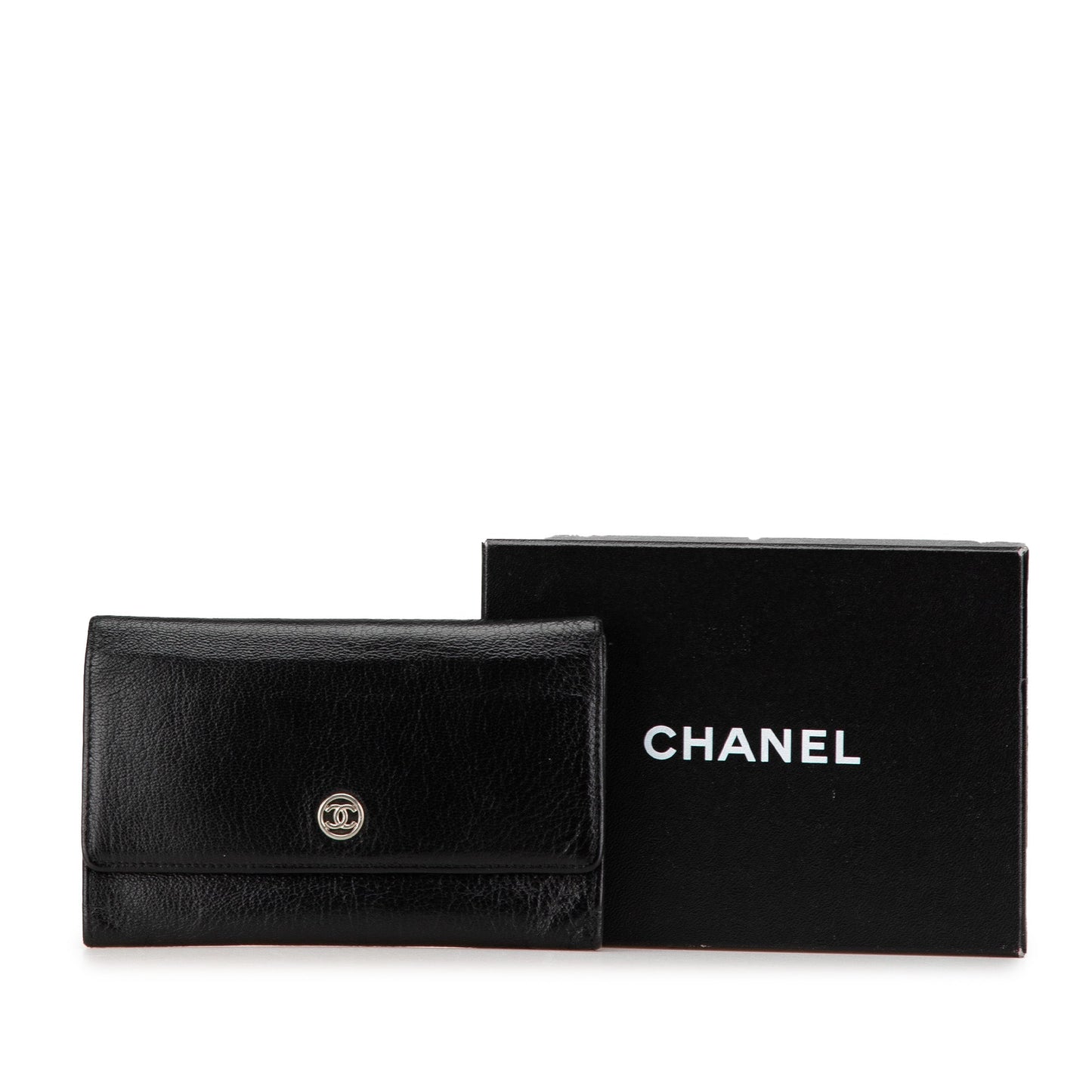 Chanel Calfskin CC Compact Wallet Black