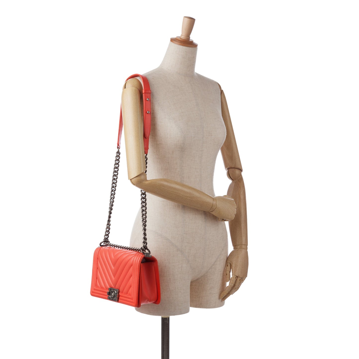 Chanel Medium Calfskin Chevron Boy Flap Red