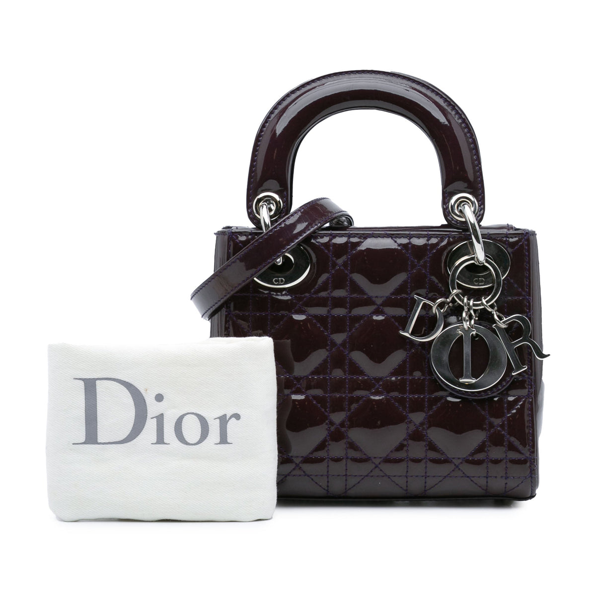 Dior Mini Patent Cannage Lady Dior Purple
