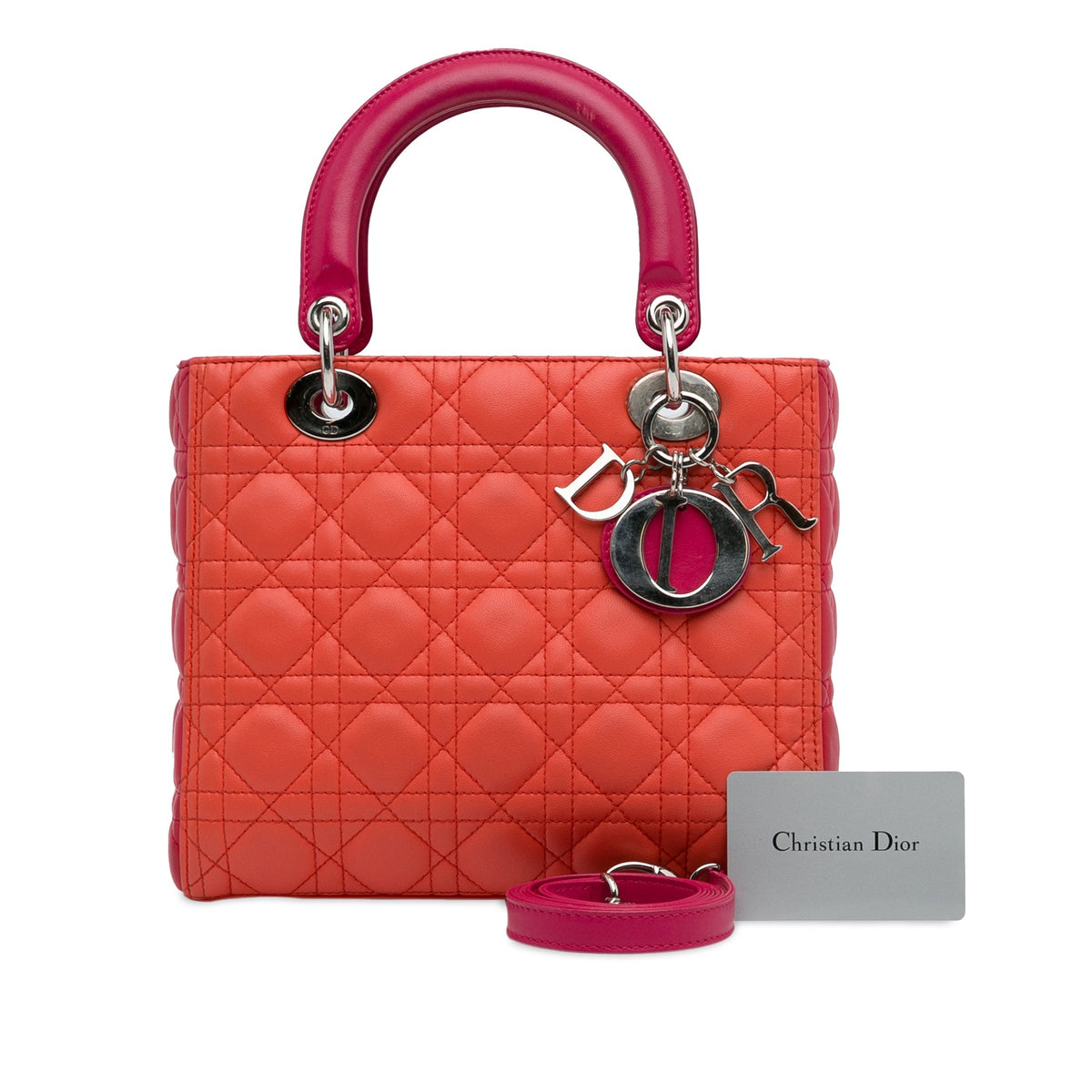 Dior Medium Bicolor Lambskin Cannage Lady Dior Orange