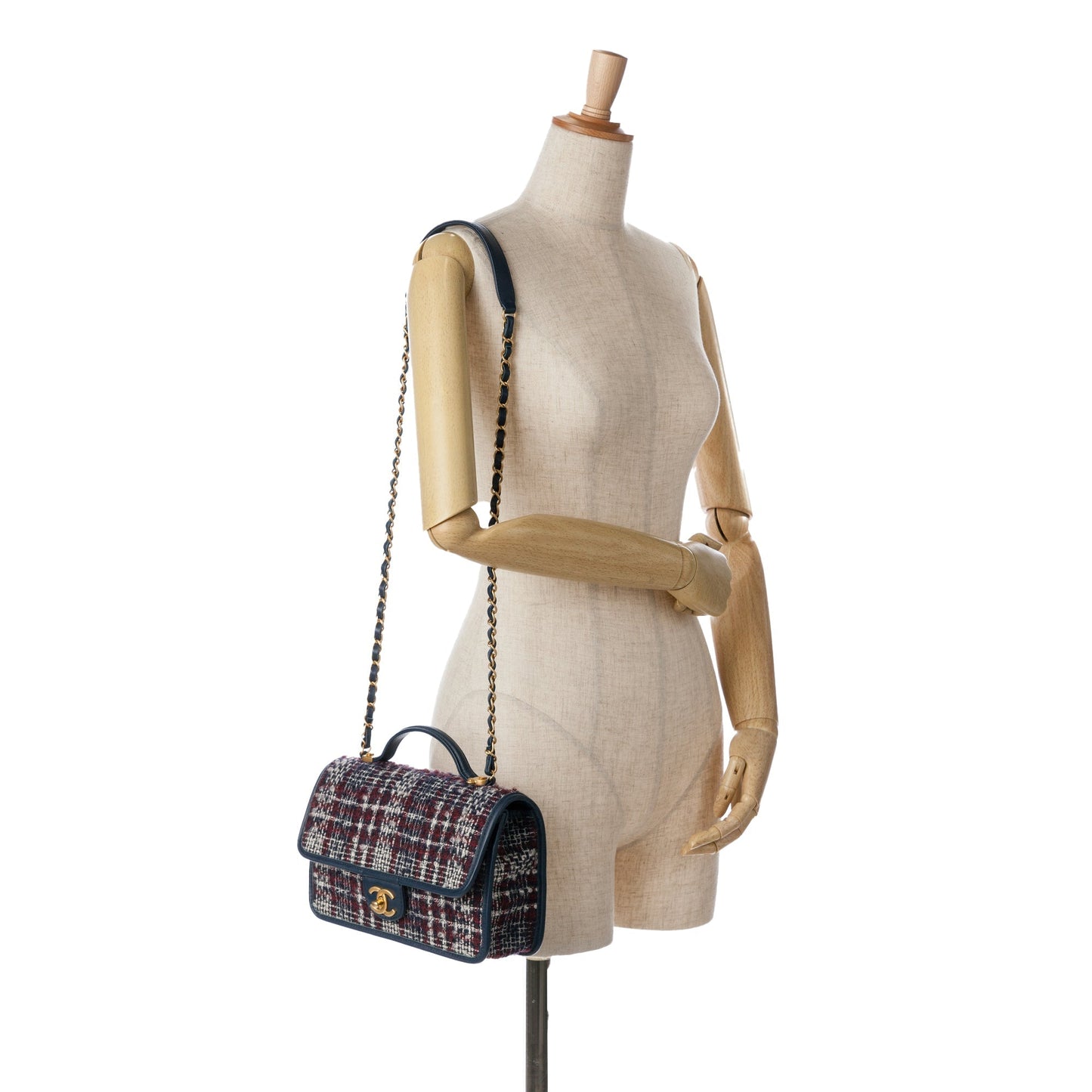 Chanel Small Tweed School Memory Top Handle Flap Blue