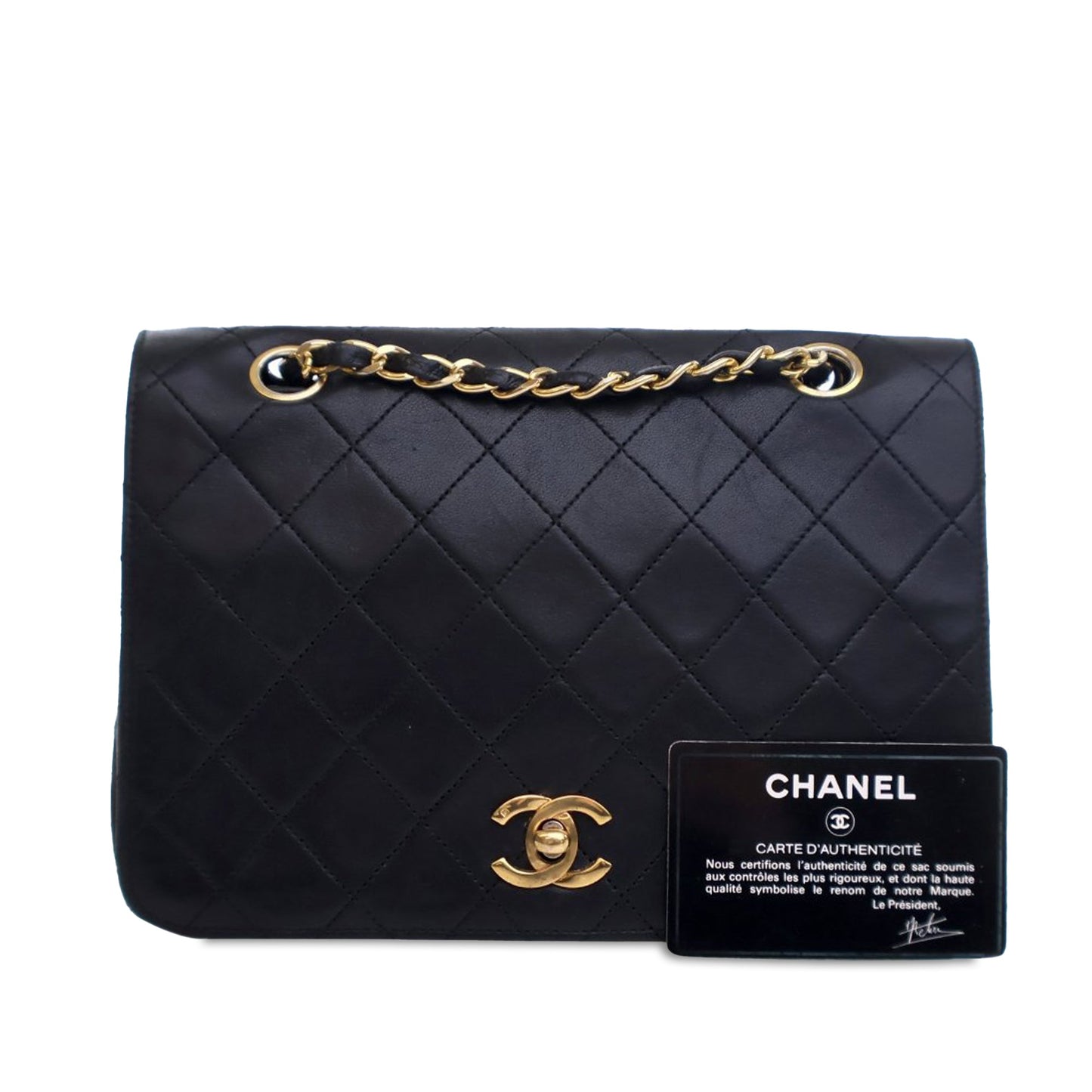 Chanel Small CC Quilted Lambskin Full Flap Black