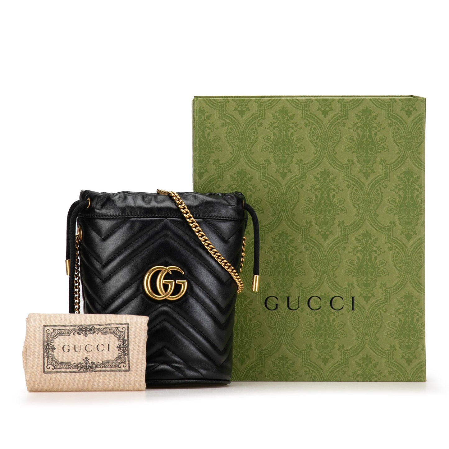 Gucci Mini GG Marmont Matelasse Bucket Bag Black