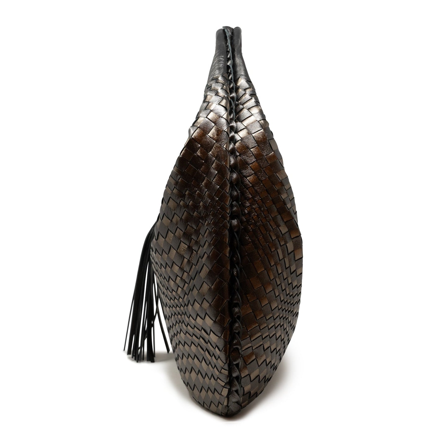 Brigitte Is Women Hobo Bag Intreccio Optical in Gun Metal and Bronze