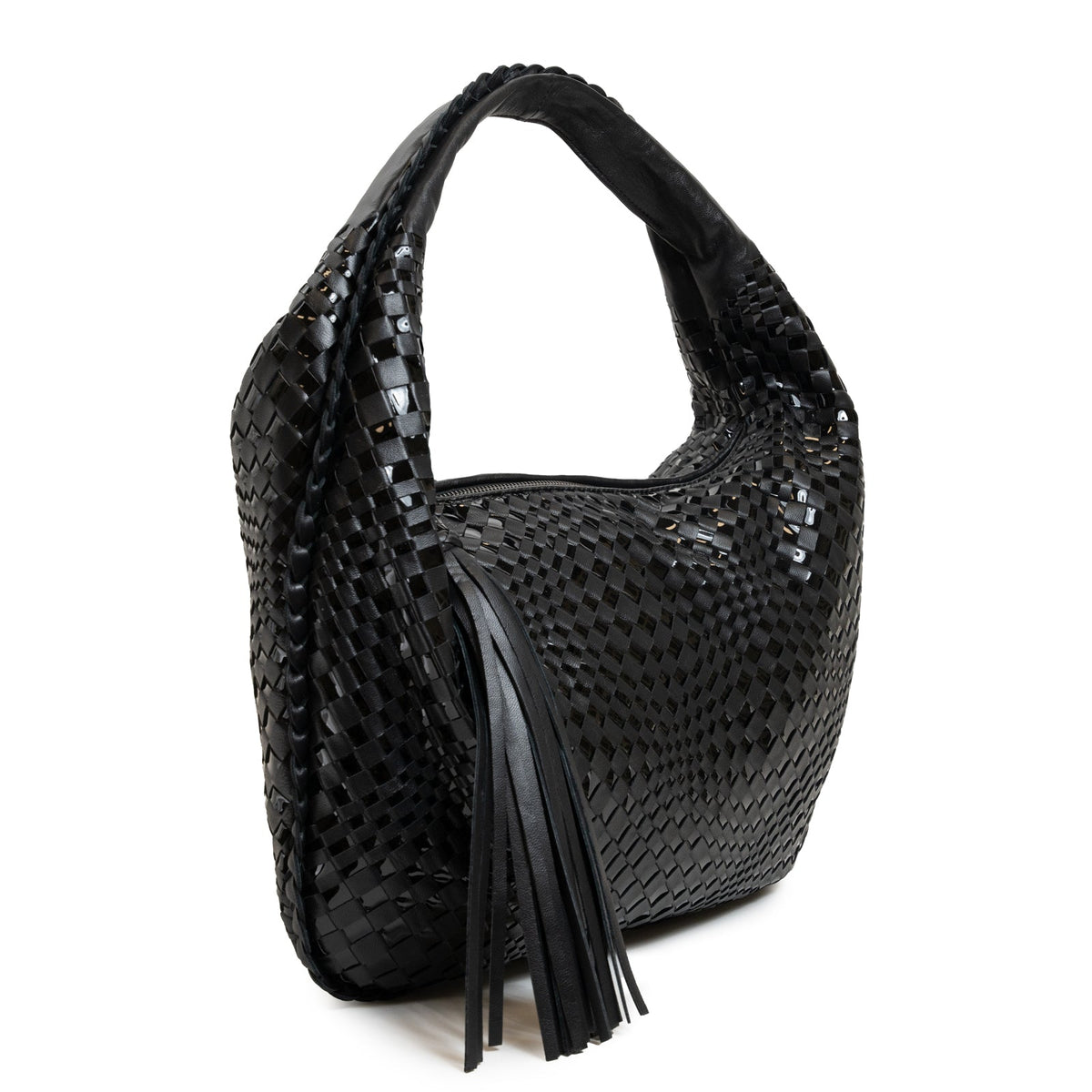 Brigitte Is Women Hobo Bag Intreccio Optical in Black Patent