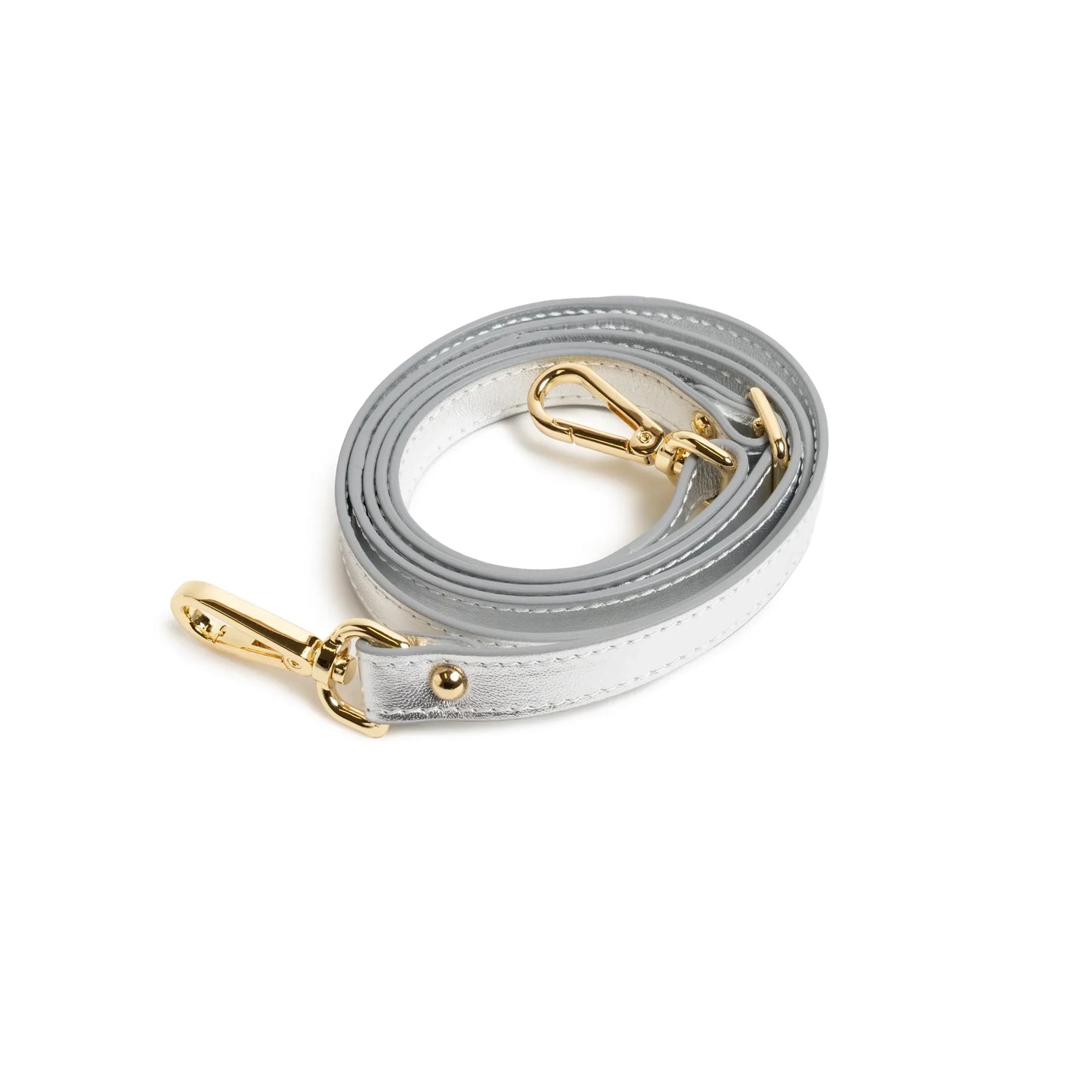 Stripes Mini Shopping Bag in White and Silver Nappa Leather