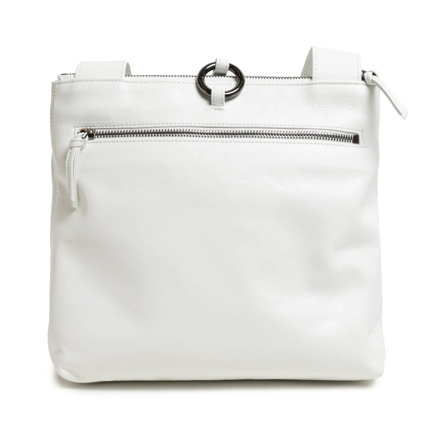 Women's Leather Crossbody Bag Intreccio Optical in White and Silver