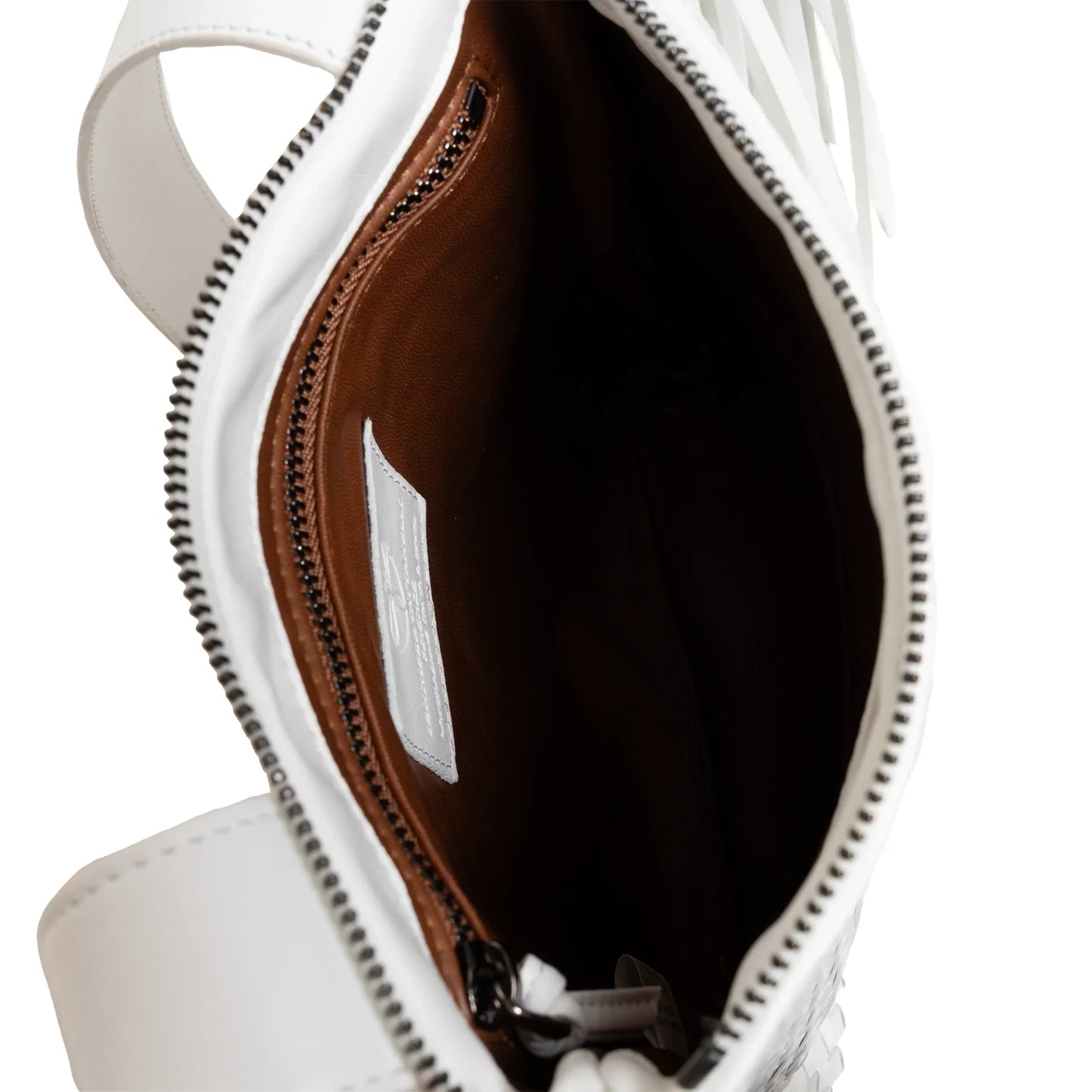 Kim Nappa and Patent Leather Crossbody Bag in White