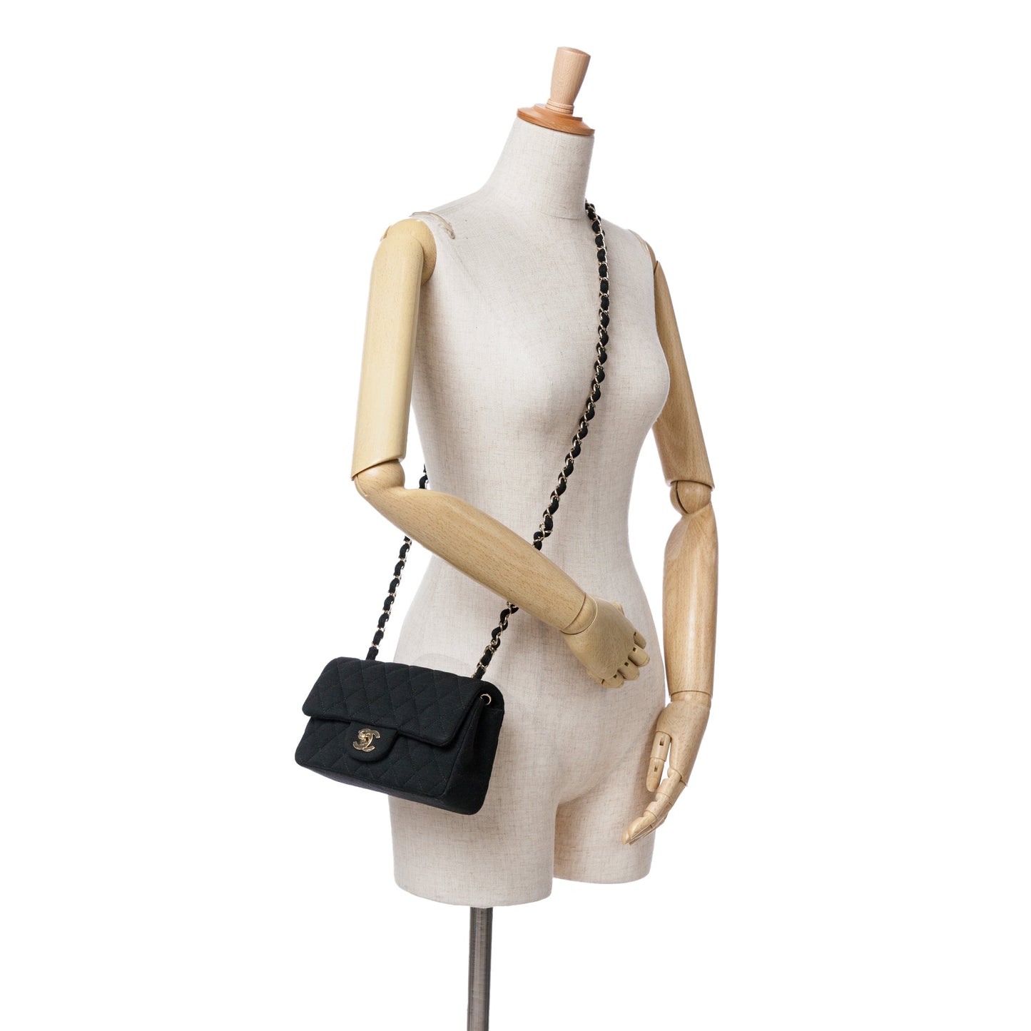 Chanel Mini Rectangular Classic Jersey Single Flap Black