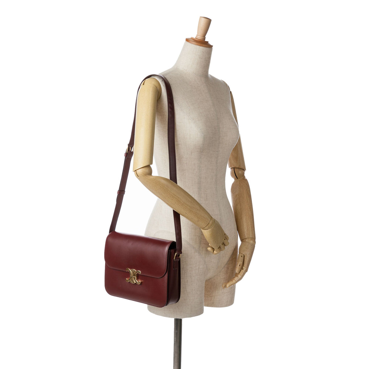 Celine Large Shiny Calfskin Triomphe Crossbody Red