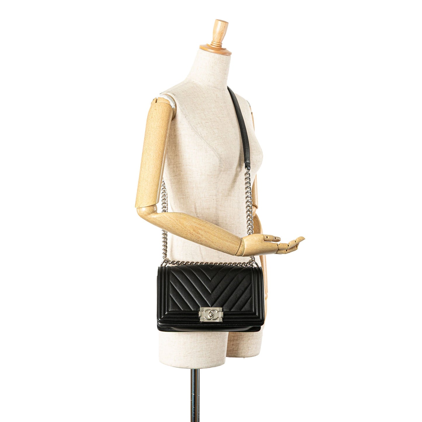 Chanel Medium Calfskin Chevron Boy Flap Black