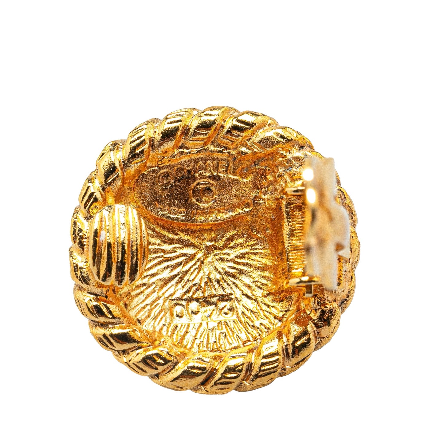 Chanel Gold Plated CC Round Clip on Earrings Gold