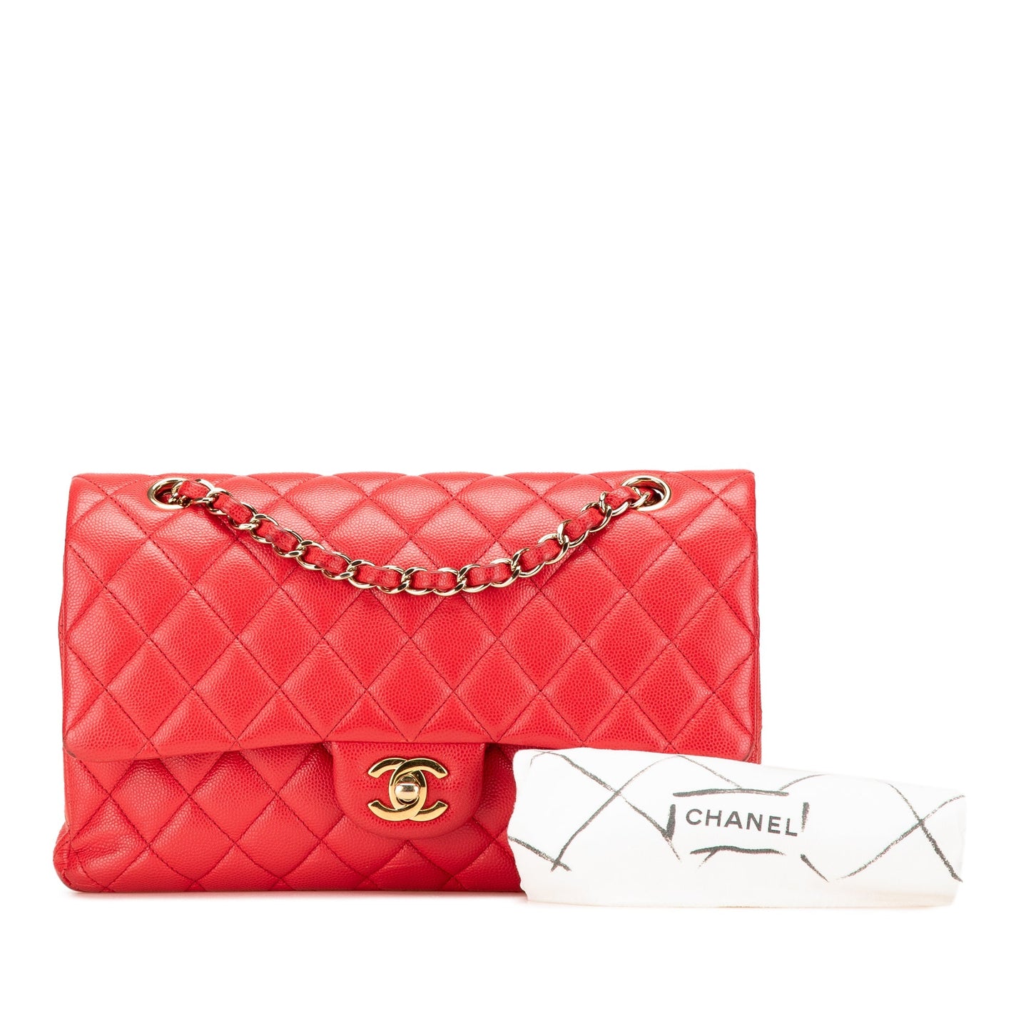 Chanel Medium Classic Caviar Double Flap Red