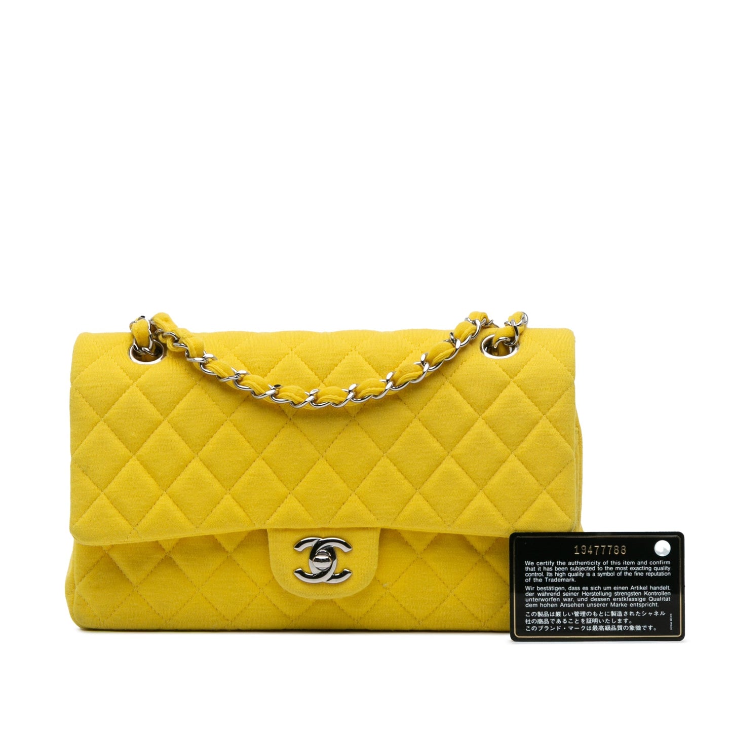 Chanel Medium Classic Jersey Double Flap Yellow