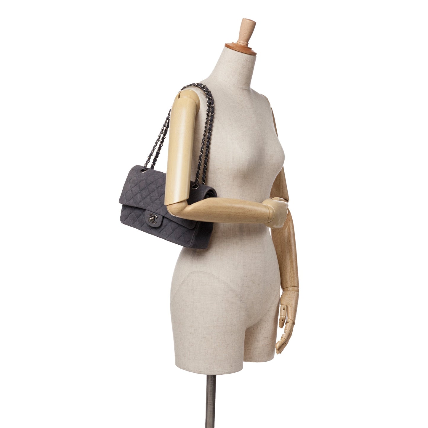 Chanel Medium Classic Nubuck Double Flap Gray