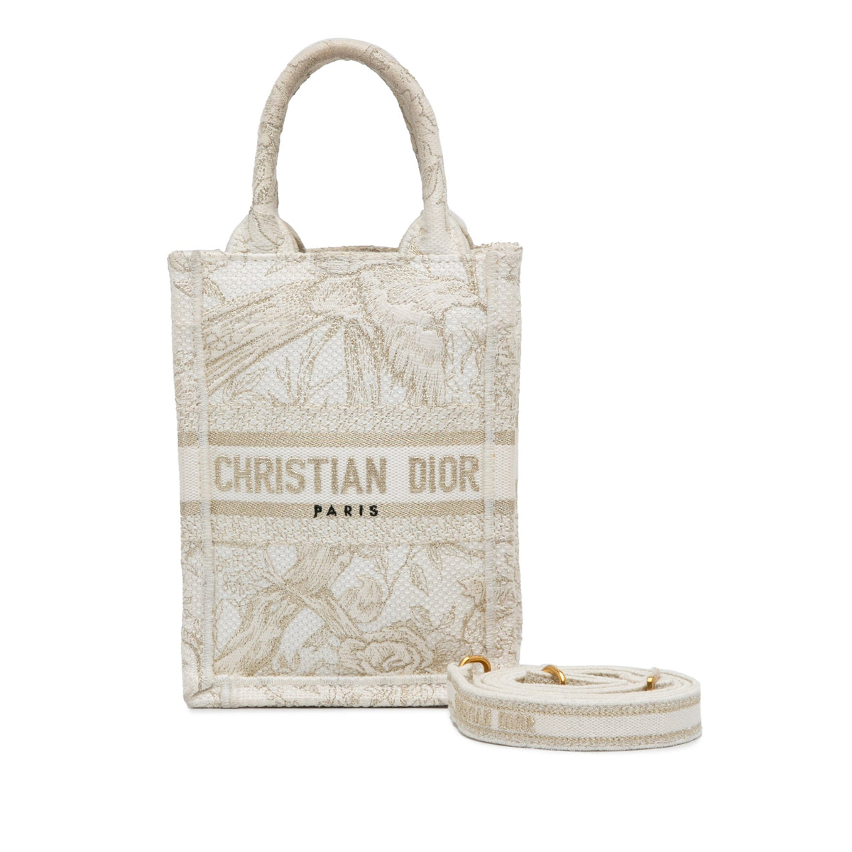 Dior Mini Jardin D'Hiver Vertical Book Tote White