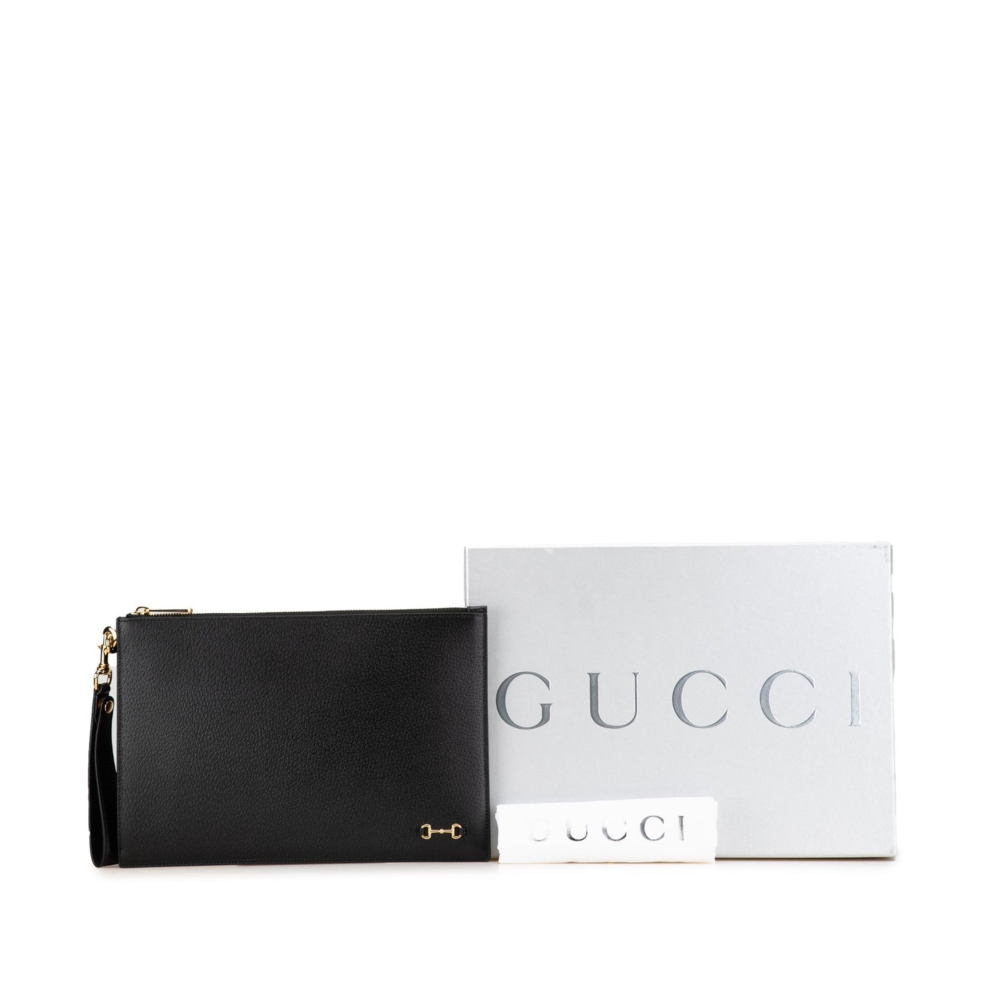 Gucci Leather Horsebit 1955 Zip Clutch Black