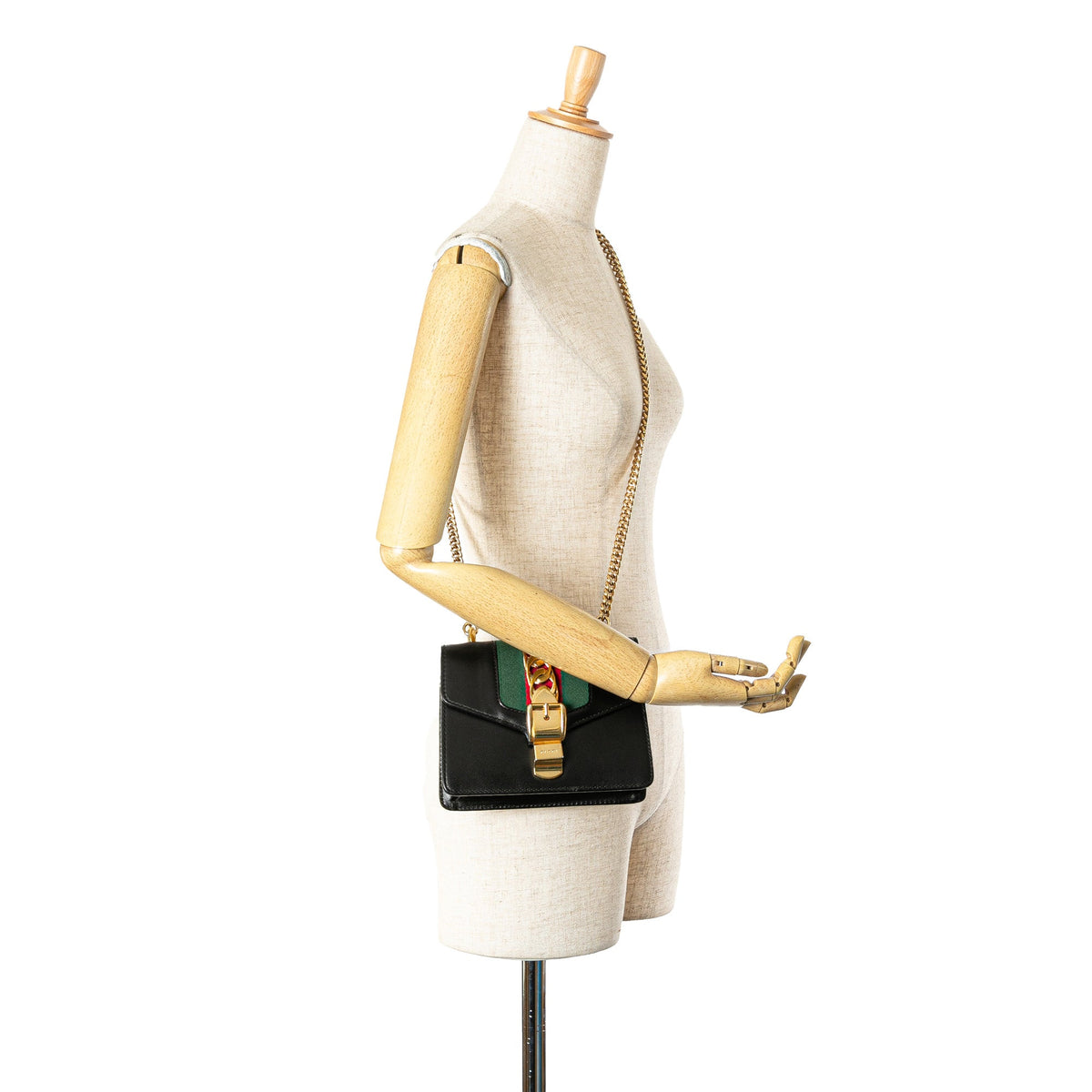 Gucci Mini Sylvie Leather Chain Crossbody Bag Black