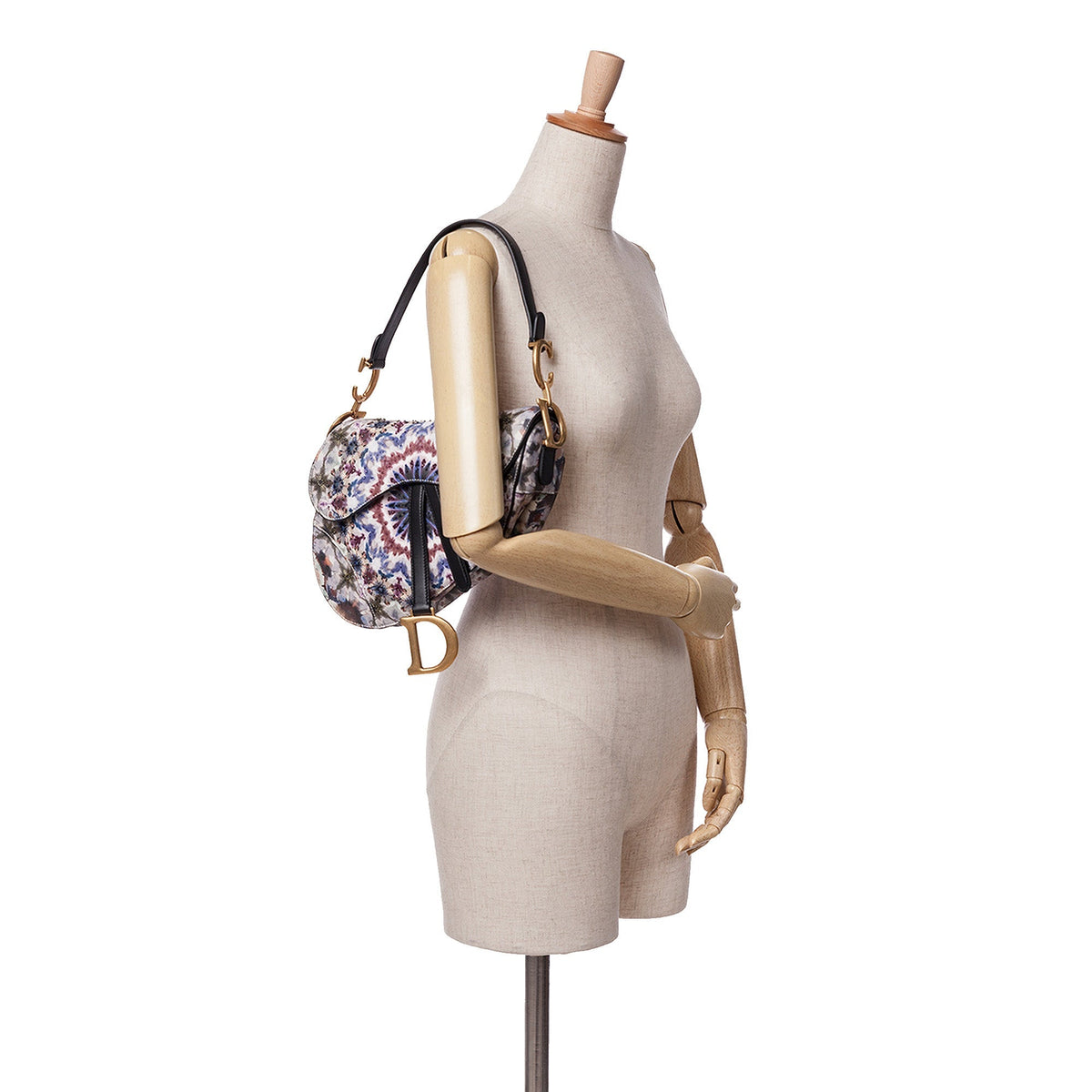 Dior Canvas Embroidered Kaleidiorscopic Saddle Bag Blue