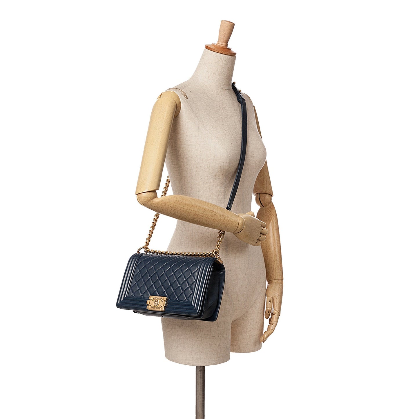 Chanel Old Medium Quilted Lambskin Boy Flap Blue