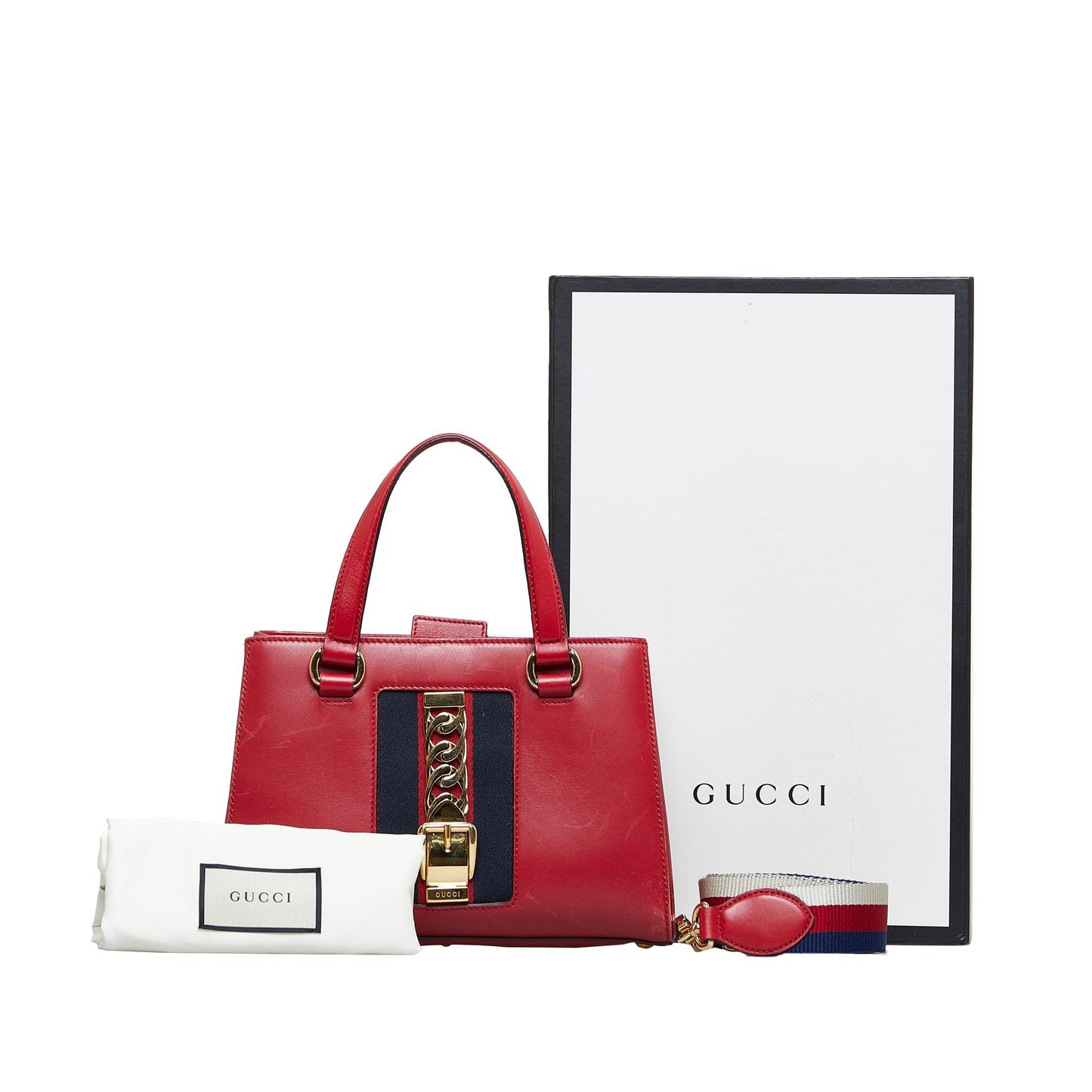 Gucci Sylvie Web Top Handle Satchel Red