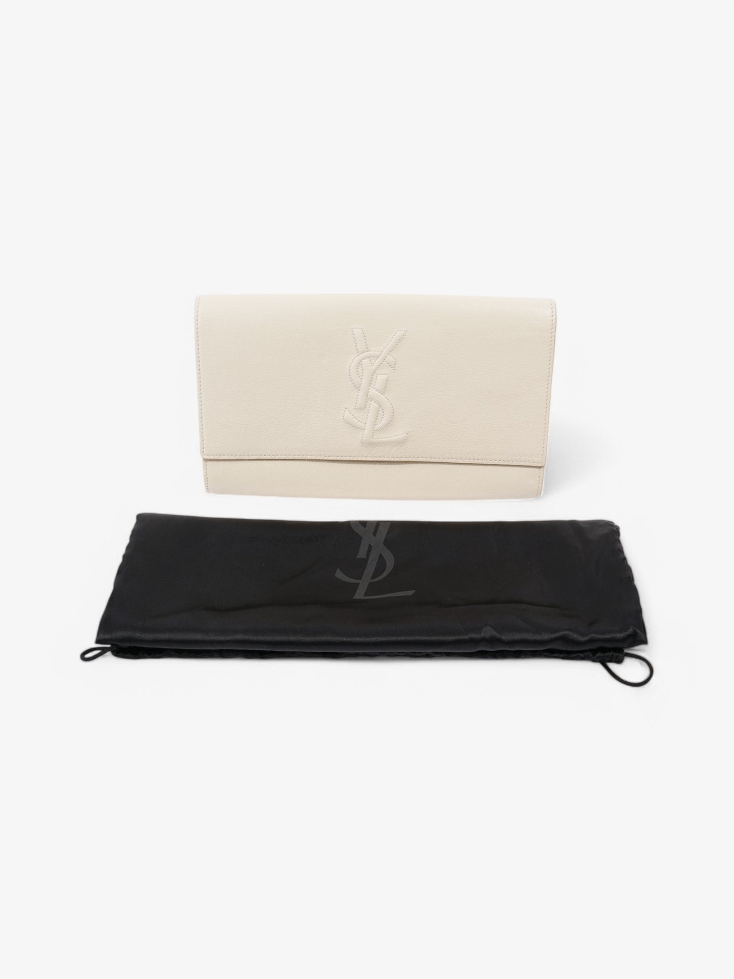 Saint Laurent Belle de Jour Clutch Cream Leather