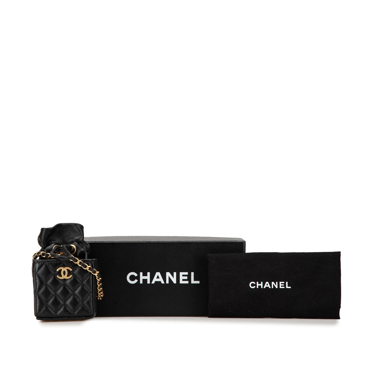 Chanel Mini Quilted Calfskin Drawstring Bucket Bag Black