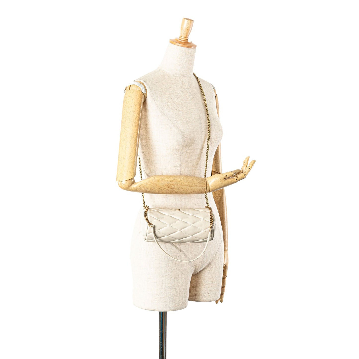 Saint Laurent Mini Quilted Lambskin Sade Tube Bag White