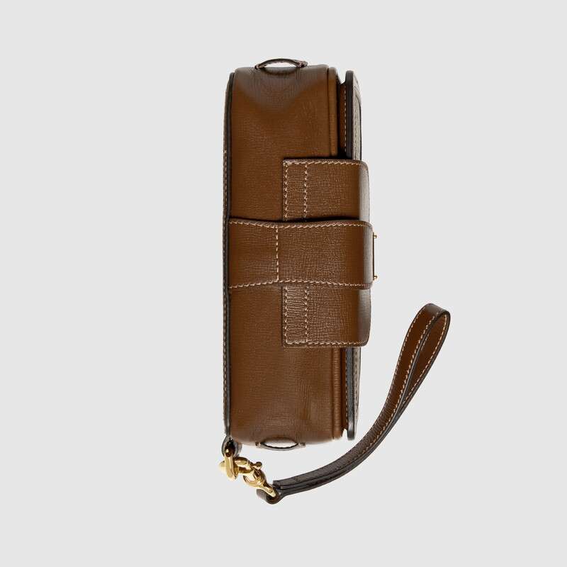Gucci GG Mini Bag With Clasp Closure Brown Leather