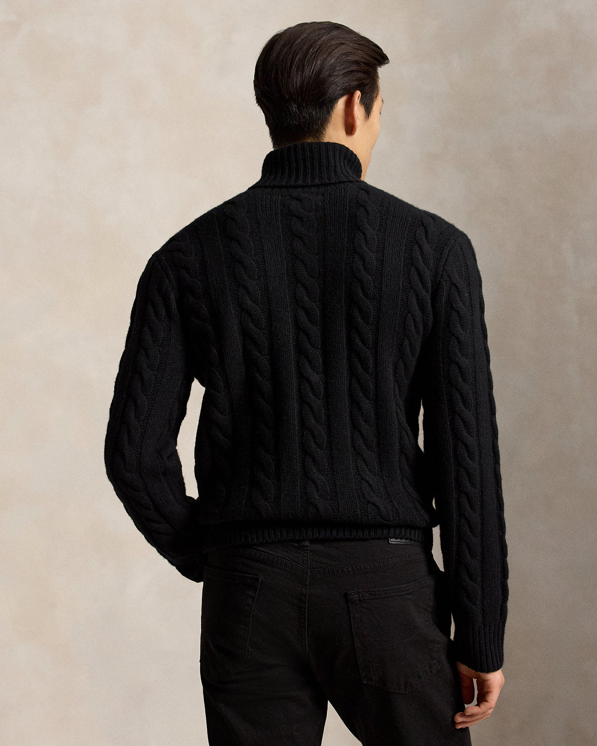 Ralph Lauren Cable-Knit Wool-Cashmere Sweater - Polo Black